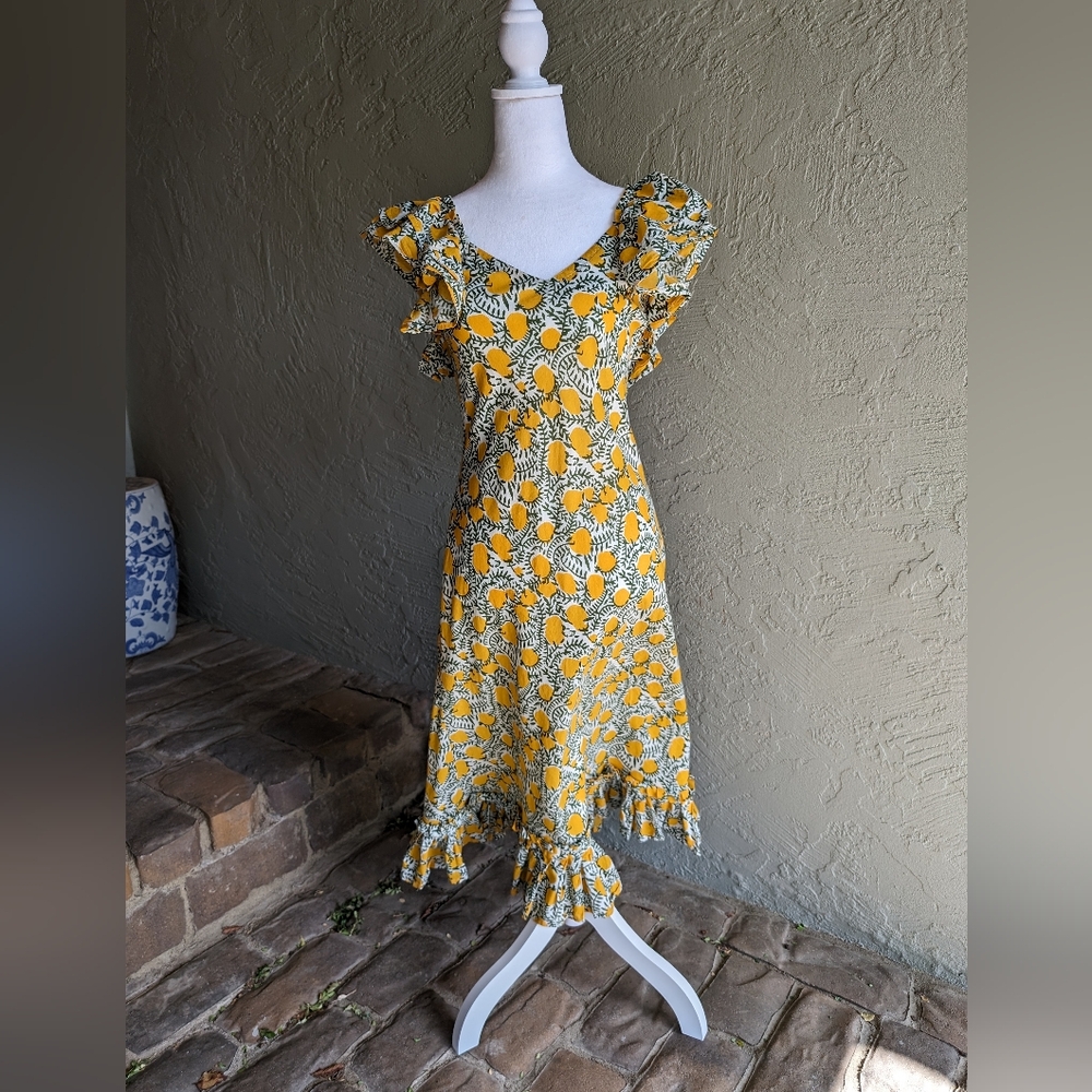 Floral Yellow Ruffle Dress - Picture 5 of 10